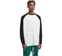 Urban Classics Herren T-Shirt Organic Oversized Raglan Longsleeve Weiß/Schwarz 4XL