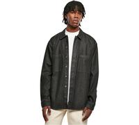 Langarmhemd URBAN CLASSICS "Urban Classics Herren Oversized Denim Pocket Shirt", Herren, Gr. L, US-Größen, schwarz (realschwarz washed), 100% Baumwolle, unifarben, Langarm, Hemden (44441614-L) realsch
