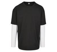 Urban Classics T-Shirt Oversized Shaped Double Layer LS Tee Black/White-XL