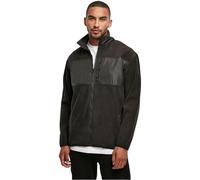 Fleecejacke URBAN CLASSICS "Urban Classics Herren Patched Micro Fleece Jacket", Jungen, Gr. S, schwarz, 100% Polyester, unifarben, oversize, Rundhals, Jacken Fleecejacke (89236926-S) schwarz