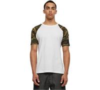 Urban Classics Herren Raglan Contrast Tee - Kurzarm T-Shirt aus Baumwolle mit farblich abgesetzten Ärmeln im sportlichen Raglan Stil für Freizeit & Streetwear,Wht/Woodcamo,S