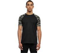 Urban Classics Herren Raglan Contrast Tee - Kurzarm T-Shirt aus Baumwolle mit farblich abgesetzten Ärmeln im sportlichen Raglan Stil für Freizeit & Streetwear,Blk/Darkcamo,4XL
