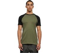 Urban Classics Herren Raglan Contrast Tee - Kurzarm T-Shirt aus Baumwolle mit farblich abgesetzten Ärmeln im sportlichen Raglan Stil für Freizeit & Streetwear,OLV/Blk,L