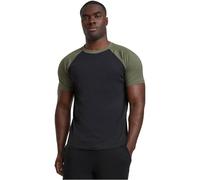 Urban Classics Herren Raglan Contrast Tee - Kurzarm T-Shirt aus Baumwolle mit farblich abgesetzten Ärmeln im sportlichen Raglan Stil für Freizeit & Streetwear,Blk/Olive,XL