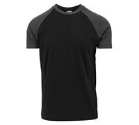Urban Classics Herren Raglan Contrast Tee - Kurzarm T-Shirt aus Baumwolle mit farblich abgesetzten Ärmeln im sportlichen Raglan Stil für Freizeit & Streetwear,Blk/Cha,S