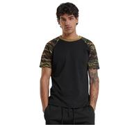 Urban Classics Herren Raglan Contrast Tee - Kurzarm T-Shirt aus Baumwolle mit farblich abgesetzten Ärmeln im sportlichen Raglan Stil für Freizeit & Streetwear,Blk/Woodcamo,XXL