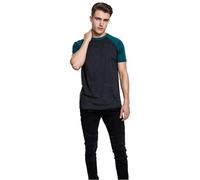 Urban Classics Herren Raglan Contrast Tee - Slim Fit T-Shirt mit Kontrastärmeln, Rundhalsausschnitt, sportlicher Look, weicher Baumwollmix, Basic Style,Charcoal/Teal,XXL