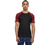 Urban Classics Herren Raglan Contrast Tee - Slim Fit T-Shirt mit Kontrastärmeln, Rundhalsausschnitt, sportlicher Look, weicher Baumwollmix, Basic Style,Blk/Burgundy,XXL