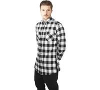 Urban Classics Herren Regular Fit Freizeithemd Side - Zip Long Checked Flanell Shirt TB1001, Kariert, Gr. Small, Mehrfarbig (Blk/Wht 00050)