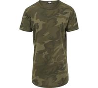 Kurzarmshirt URBAN CLASSICS "Urban Classics Herren Camo Shaped Long Tee", Jungen, Gr. S, olivecamo, 60% Baumwolle, 40% Polyester, gemustert, normal, Rundhals, Shirts (19373952-S) olivecamo