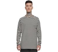 Urban Classics Herren Regular Stripe LS - Langarm T-Shirt im Regular Fit aus Baumwolle, gestreiftes Basic Oberteil mit Rundhalsausschnitt für Freizeit, Alltag & entspannte Looks,Whitesand/Black,L