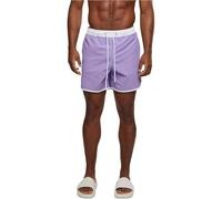 Urban Classics Herren Badehose Retro Swimshorts, Retro Badehose für Männer, mit Kordelzug, lavender/white, 3XL