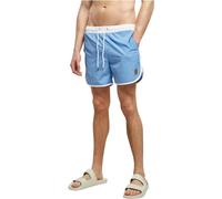 Urban Classics Herren Badehose Retro Swimshorts, Retro Badehose für Männer, mit Kordelzug, white/horizonblue, S