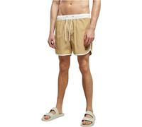 Badeshorts URBAN CLASSICS "Urban Classics Herren Retro Swimshorts" Gr. XL, US-Größen, weiß (white, unionbeige) Herren Badehosen (16846467-XL) white, unionbeige