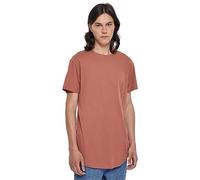 Urban Classics Herren Shaped Long Tee - Langes T-Shirt aus Baumwolle mit abgerundetem Saum, Kurzarm Basic im modernen Streetwear Look für Alltag & Freizeit,Terracotta,L