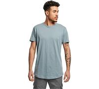 Urban Classics Herren Shaped Long Tee - Langes T-Shirt aus Baumwolle mit abgerundetem Saum, Kurzarm Basic im modernen Streetwear Look für Alltag & Freizeit,Dustyblue,S