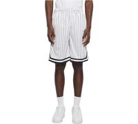 Urban Classics Herren Shorts Striped Mesh Shorts, lässige Shorts für Männer, gestreift, knielang, white/black, XL