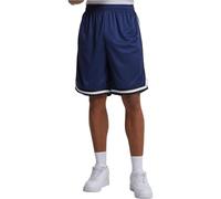 Urban Classics Herren Stripes Mesh Shorts - Loose Fit Basketball Shorts aus atmungsaktivem Polyester mit Streifendetails, ideal für Sport, Training & Streetwear,Darkblue/Black/White,S