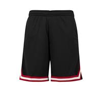 Urban Classics Herren Stripes Mesh Shorts - Loose Fit Basketball Shorts aus atmungsaktivem Polyester mit Streifendetails, ideal für Sport, Training & Streetwear,Blkredwht,4XL