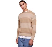 Rundhalspullover URBAN CLASSICS "Urban Classics Herren Heavy Oversized Striped Sweatshirt" Gr. M, beige (warmsand, wetsand) Herren Pullover (82929660-M) warmsand, wetsand