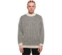 Rundhalspullover URBAN CLASSICS "Urban Classics Herren Oversized Two Tone Sweater" Gr. S, weiß (whitesand, black) Herren Pullover (92439551-S) whitesand, black