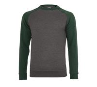 Urban Classics Herren Sweatshirt zweifarbig, Raglan Crewneck Longsleeve Pullover, Farbe cha/Forest, Größe S