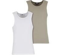 Tanktop URBAN CLASSICS "Urban Classics Ribbed Undershirt 2-Pack", Herren, Gr. XXL, paleolive, weiß, 95% Baumwolle, 5% Elasthan, unifarben, normal, Tops Tanktop (70147813-XXL) paleolive, weiß