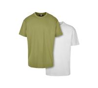 Urban Classics Herren T-Shirt Heavy Oversized Tee 2-Pack, 2er Pack Oversized T-Shirt für Männer, Baumwolle, Newolive+White, S