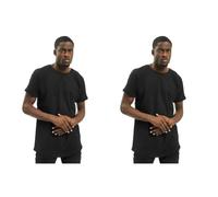 Urban Classics Herren T-Shirt Long Shaped Turnup Tee, lässiges T-Shirt für Männer, in langem Schnitt, erhältlich in vielen Farben, Black, S
