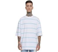 Urban Classics Herren T-Shirt Oversized Sleeve Modern Stripe Tee, Oversized T-Shirt für Männer, gestreift, white/oceanblue, S