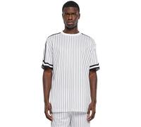 Urban Classics Herren T-Shirt Oversized Striped Mesh Tee, lässiges gestreiftes Mesh T-Shirt für Männer, Rundhals, Regular Fit, white/black, M