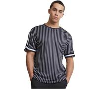 Urban Classics Herren T-Shirt Oversized Striped Mesh Tee, lässiges gestreiftes Mesh T-Shirt für Männer, Rundhals, Regular Fit, black/white, L