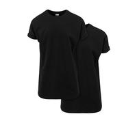 Urban Classics Herren Long Shaped Turnup Tee 2-Pack T-Shirt, Black, M