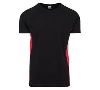 Urban Classics Herren T-Shirt Raglan Side Stripe Tee, Mehrfarbig (Black/Fire Red/White 01245), X-Large