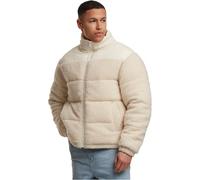 Urban Classics Teddy Puffer Jacke Fabric-Mix – gesteppte Schultern, hoher Kragen Whitesand Herren M