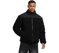 Urban Classics Herren Übergangsjacke Fabric Mix Teddy Puffer Jacket, Teddyfell-Jacke mit gesteppter Schulterpartie und hohem Kragen, Größen S - 5XL