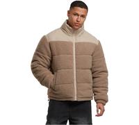 Winterjacke URBAN CLASSICS "Urban Classics Teddy Puffer Jacket", Herren, Gr. S, schwarztaupe, 100% Polyester, mehrfarbig, normal, hoch geschlossener Ausschnitt, Jacken (12920151-S) schwarztaupe