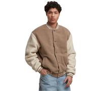 Urban Classics Herren Übergangsjacke Teddy College Jacket, lässige College-Jacke mit Teddyfell und gesteppten Ärmeln, Größen S - 5XL