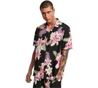 Kurzarmhemd URBAN CLASSICS "Urban Classics Herren Viscose AOP Resort Shirt" Gr. M, US-Größen, bunt (darkjungle) Herren Hemden (89442655-M) darkjungle