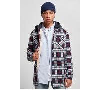 Outdoorjacke URBAN CLASSICS "Herren Hooded Polar Fleece Overshirt" Gr. M, blau (midnightnavy, red) Herren Jacken Outdoorjacken (50484645-M)