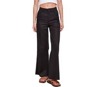 Urban Classics Ladies High Linen Mixed Wide Leg Pants in Gr. 28 in Schwarz