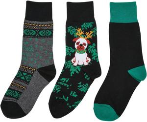 Urban Classics Jungen Socken Christmas Dog Socks Kids 3-Pack Multicolor-39-42
