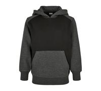 Urban Classics - Kapuzenpullover für Jungen Gefälschter Raglan (Schwarz/Holzkohle) 5-6A / 110-116cm