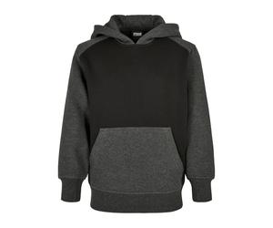 Urban Classics - Kapuzenpullover für Jungen Gefälschter Raglan (Schwarz/Holzkohle) 5-6A / 110-116cm