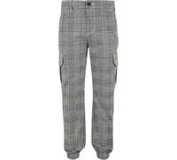 Urban Classics Jungen Hose Boys AOP Glenchek Cargo Jog Pants, Jungen Cargo AOP Hose mit Knopf, black/white, 146/152