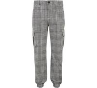 Urban Classics Jungen Hose Boys AOP Glenchek Cargo Jog Pants, Jungen Cargo AOP Hose mit Knopf, black/white, 158/164
