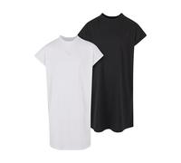 Urban Classics Mädchen Kleid Girls Turtle Extended Shoulder Dress 2-Pack, 2er Pack lässiges Kleid für Mädchen, black+white, 134/140