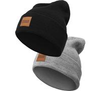 Urban Classics Logopatch Kids 2-Pack Beanie in Gr. 7-8 JAHRE in Grau