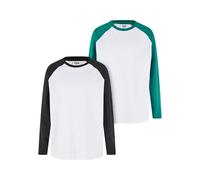 Urban Classics Kinder Shirt Boys Organic Oversized Raglan Longsleeve 2-Pack, Doppelpack Langarmshirt für Jungen, Größen 110/116-158/164