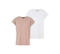 Urban Classics Mädchen T-Shirt Girls Extended Shoulder Tee 2 Pack, 2er Pack T-Shirt für Mädchen, white/duskrose, 146/152